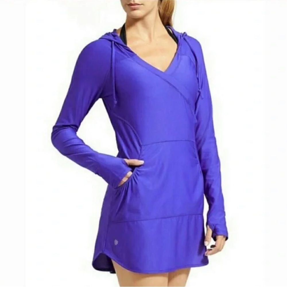 Athleta Wick It Wader Hooded Tunic Swim Cover Up Size Medium